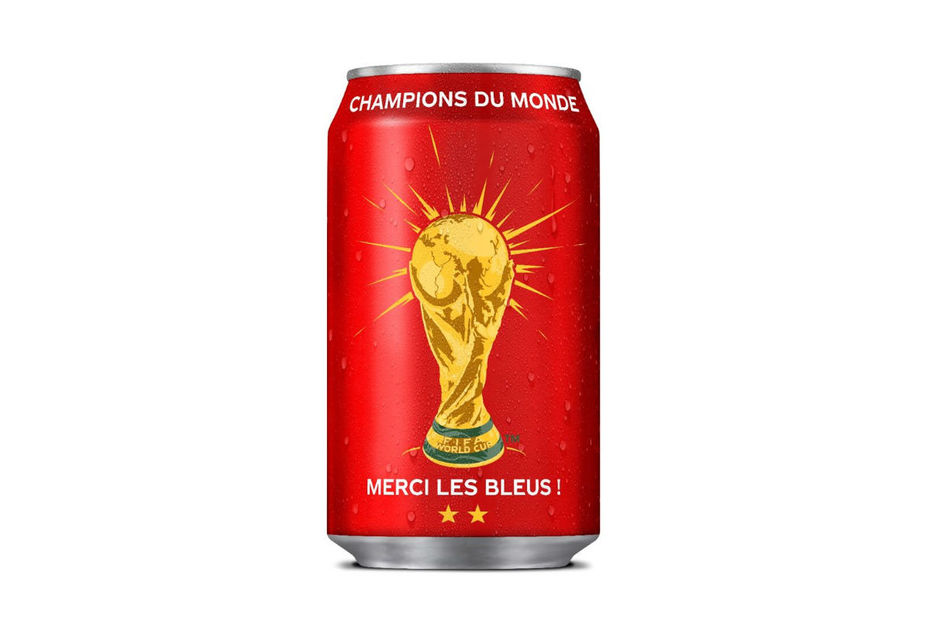 Coca-Cola lance une canette et une bouteille pour la victoire de l'équipe française de football.